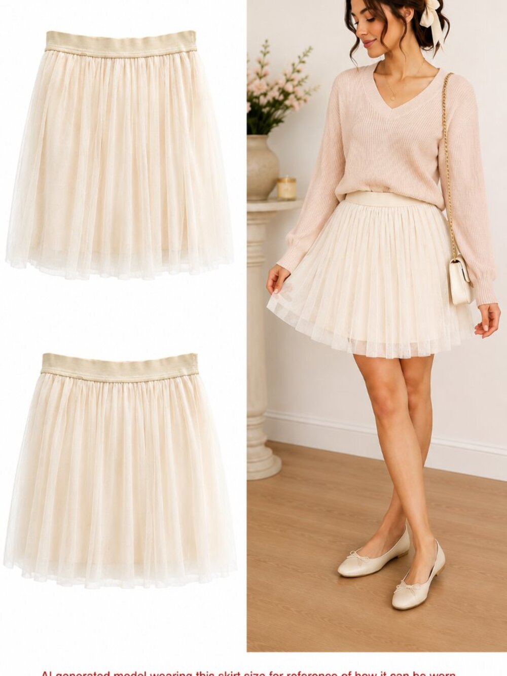 LC Lauren Conrad Ivory Tulle Mini Skirt Size L Balletcore Coquette